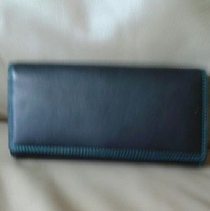 Black leather long wallet