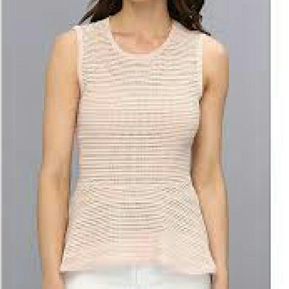 BCBG PERFORATED PINK PEPLUM TOP - Picture 2 of 2