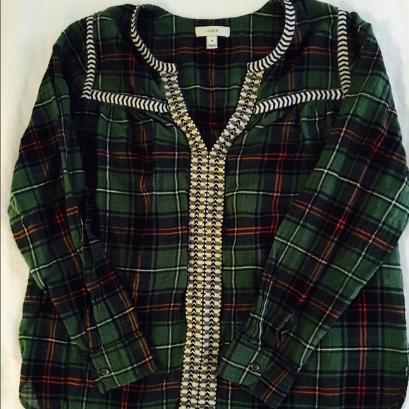 J.CREW embroidered peasant top