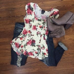 Beautiful Floral Peplum Top