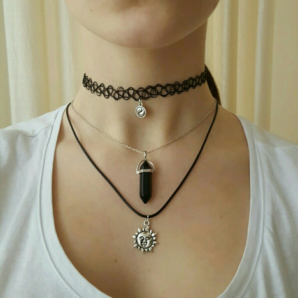 FUNIQUE MultiLayer Tattoo Choker Necklace 3PCs Set - Picture 4 of 4