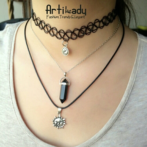 Jewelry - FUNIQUE MultiLayer Tattoo Choker Necklace 3PCs Set