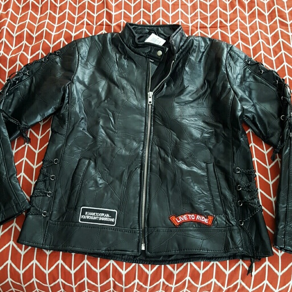 Womens black leather jacket