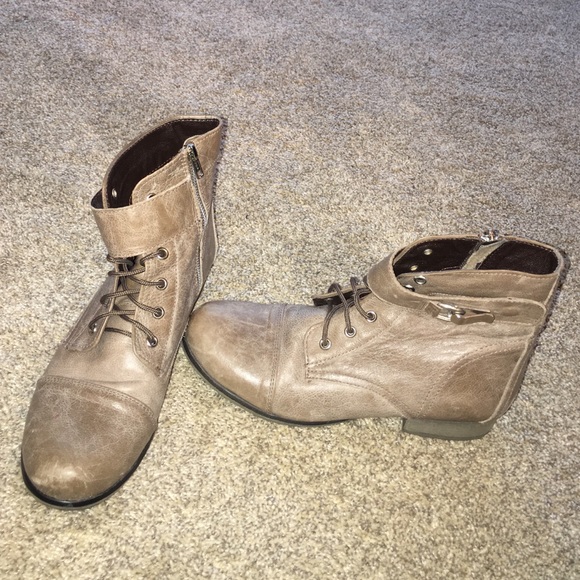 Ankle booties with a Buckle and they lace up