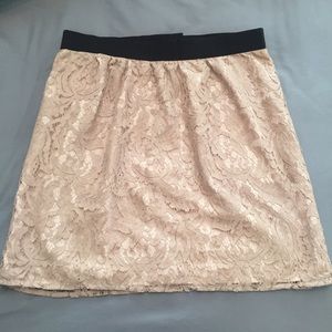 LOFT Lace Overlay Skirt in Blush