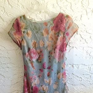 Vintage Cap Sleeved Flowered Maxi Dress