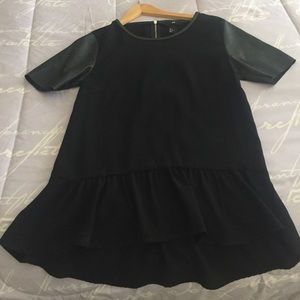H&M peplum leather sleeve shirt