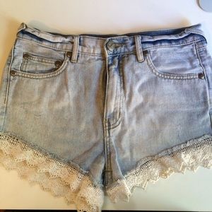Free People Lace Trim Shorts