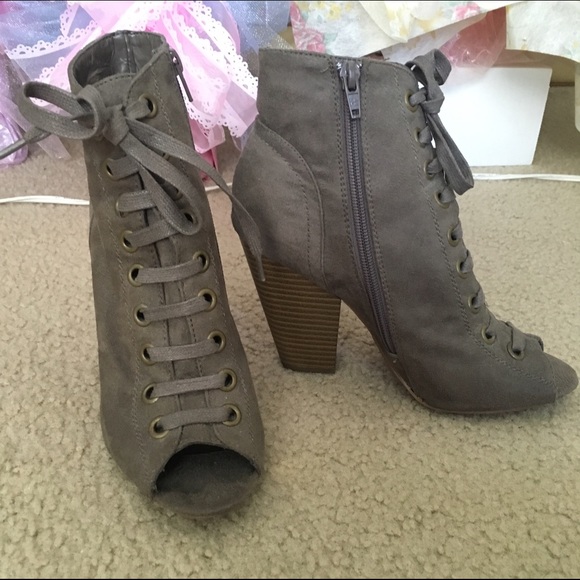 Lace up Peep Toe Booties