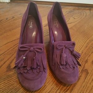 Coach Suede Purple Wedges