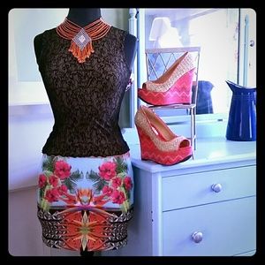 Arden B. tropical mini skirt