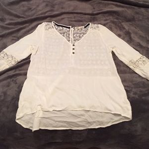 White lace(see through and sheer back) 3/4sleeve