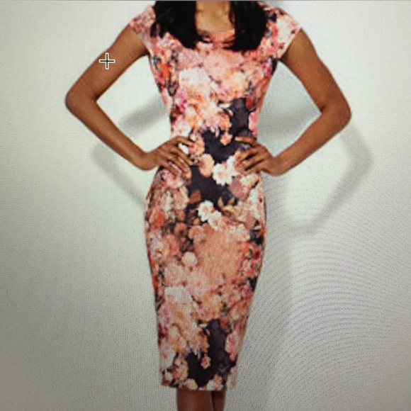 Floral print Scuba Midi Sheath Dress