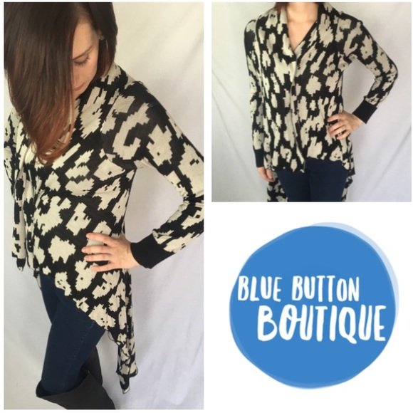 Black and Cream Asymmetrical Cardi - Picture 1 of 3