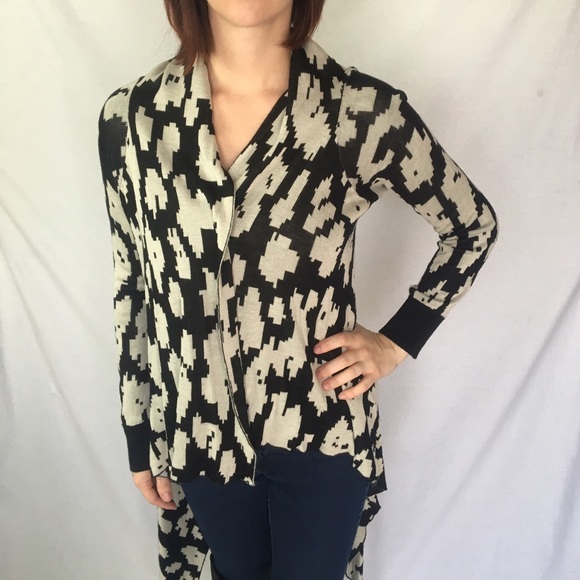 Black and Cream Asymmetrical Cardi - Picture 3 of 3