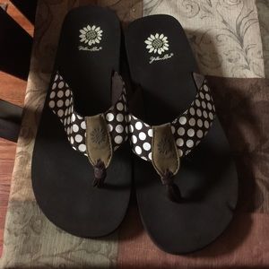 Yellow box flip flops