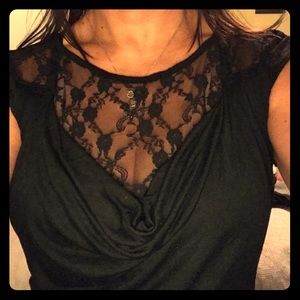 Black woman's blouse with lace top and back