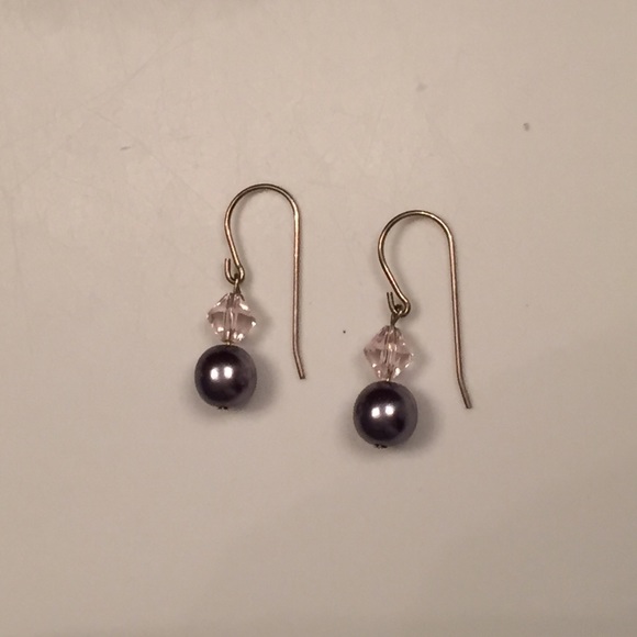 black pearl and crystal earrings