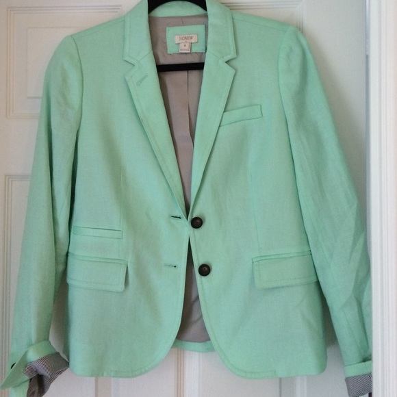 JCrew sz 6 mint linen blazer never worn