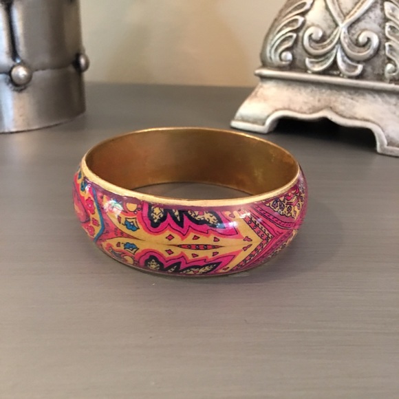 Independent Designer Jewelry - Pink Gold Blue Bangle Bracelet