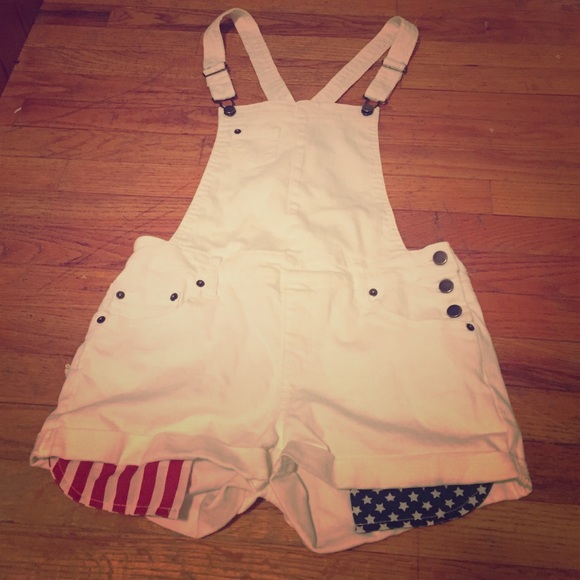 American Flag white overalls