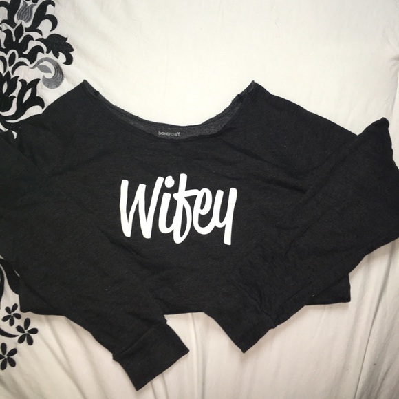 Adorable wifey off shoulder sweater! Worn once!