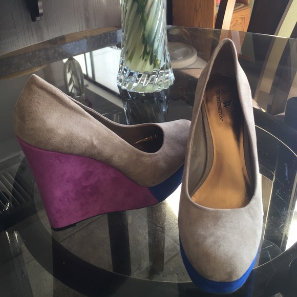 Grey suede wedges