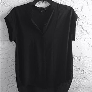 Sheer Cap Sleeve Collared Blouse