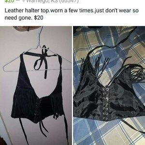 Leather halter top