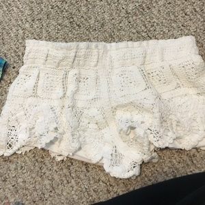 lace white shorts