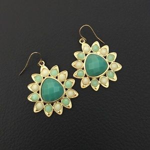Mint/teal statement drop earrings