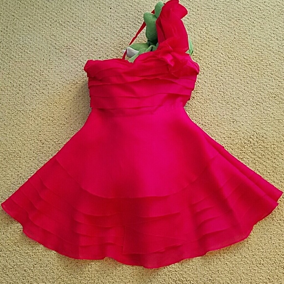 Bebe HOT Pink One Shoulder Dress