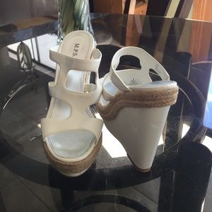 White platform wedges