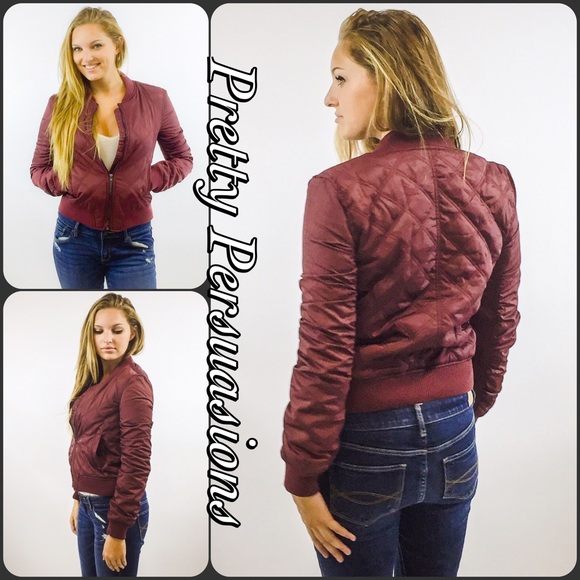 SOLD OUT‼️ NWT Burgundy Quilted Bomber Jacket - Picture 4 of 6
