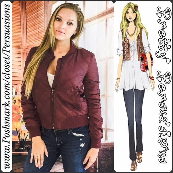 SOLD OUT‼️ NWT Burgundy Quilted Bomber Jacket - Picture 5 of 6