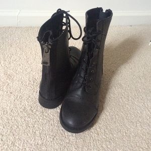Black high combat boots