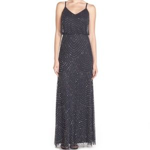 Adrianna Papell Embellished Blouson Gown - Navy
