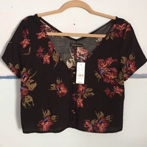 Black and Floral Crop Top