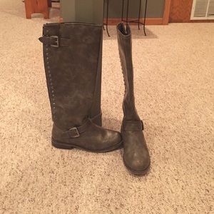 Grey Knee high boots