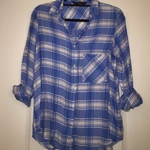 Zara blue and white plaid shirt
