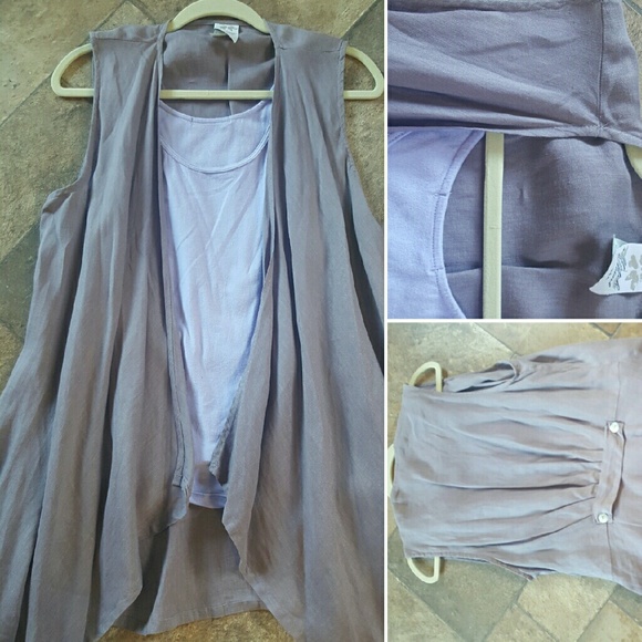 Linen long vest with tank top