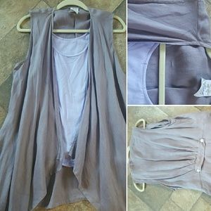 Linen long vest with tank top