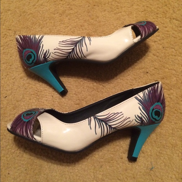 T. U. K. Peacock heels BRAND NEW NEVER WORN - Picture 2 of 2