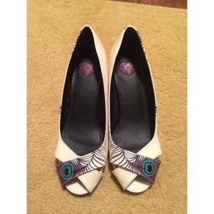 T. U. K. Peacock heels BRAND NEW NEVER WORN