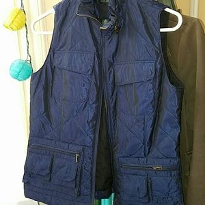 Irridescent navy Ralph Lauren vest.