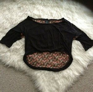 Rue 21 black and rose print top