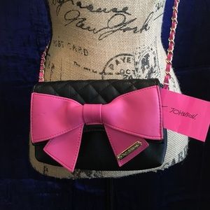 Betsey Johnson Pink & Black Crossbody NWT