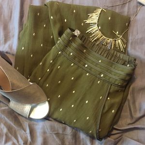Anthropologie Olive Tuxedo Pants