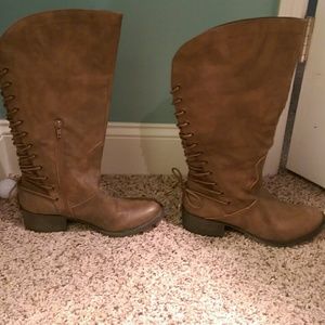 Brown leather madden girl boots