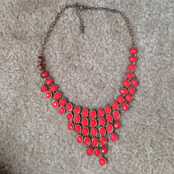 Francesca's red bib statement necklace